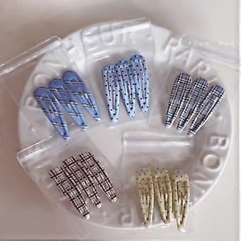 Presilha de cabelo xadrez azul para menina, presilha em formato de gota d'água, presilha para franja desfiada, presilha estilo britânico com bolinhas.