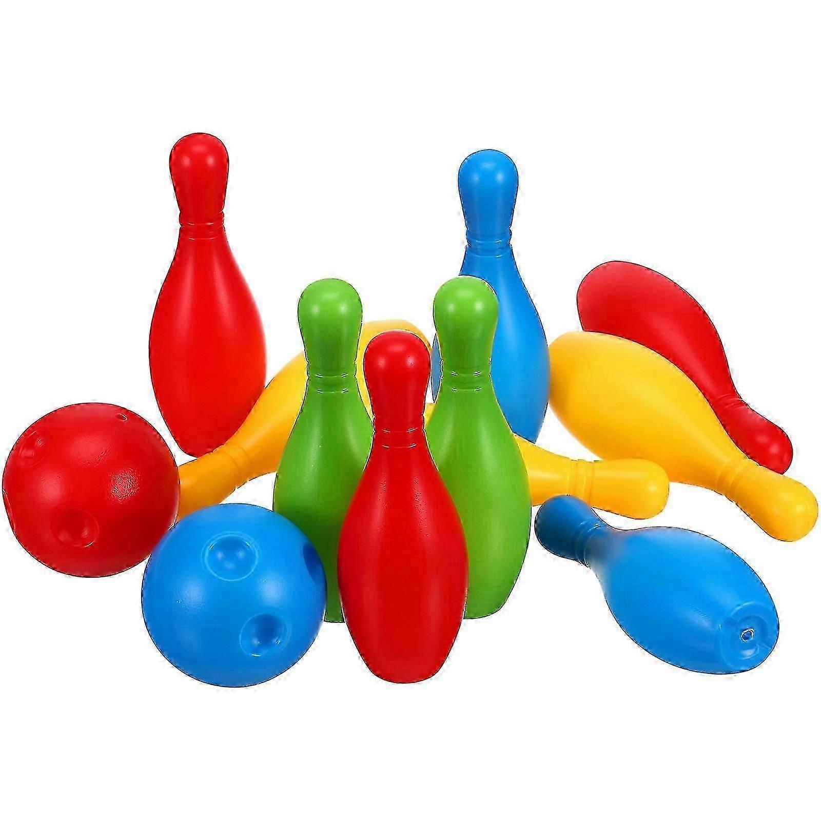 Melhor Jogo de Boliche de 2026!! Brinquedo com 10 Pinos Coloridos e 2 Bolas de Boliche - Jogo Educativo para Uso Interno e Externo (1,5 polegadas e 4,3 polegadas, Pequeno)