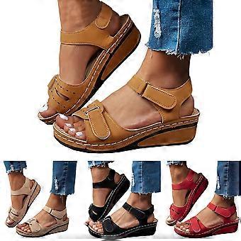 Stylago Low Wedge Sandals for Women Summer Dressy Slide Shoes Ladies Outdoor Comfortable Walking Sandal with Arch Support Beige Size 9.5