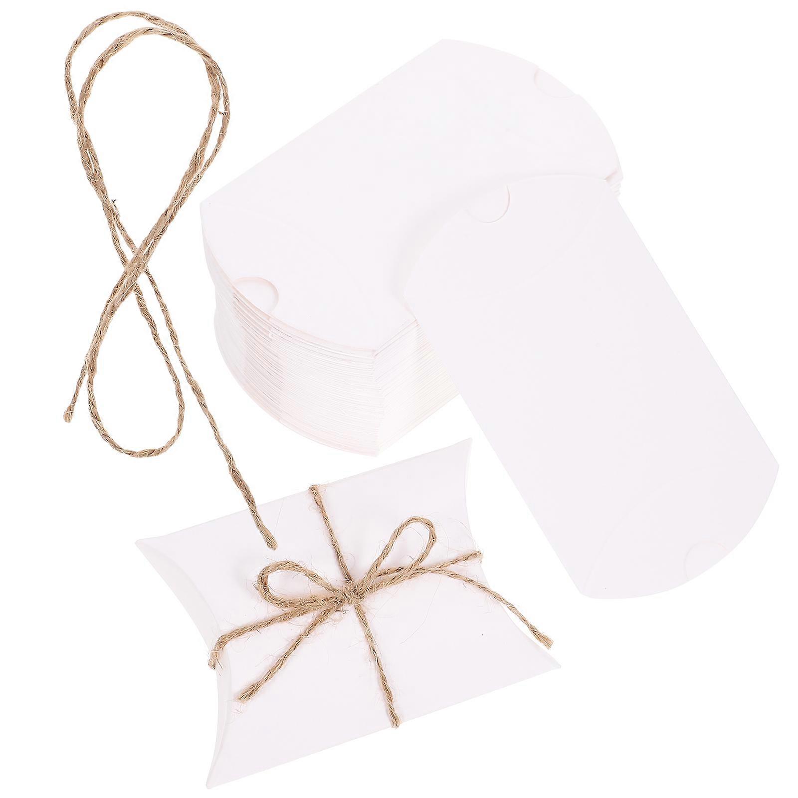 50 pcs Paper Pillow Boxes Small Gift Boxes Candy Packaging Boxes Gift Wrapping Boxes with Ropes