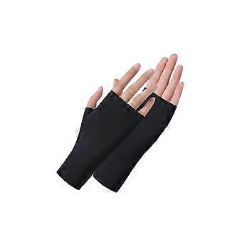 Women's Ice Silk Sun Gloves - UPF50+ Half Finger UV Protection for Driving