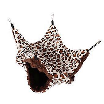 Pet Double Layer Hammock Hamster Honey Bag Flying Chipmunk Ferret Warm Winter Hanging Pet Sleeping Bag Hammock20x20cm Brown Spots