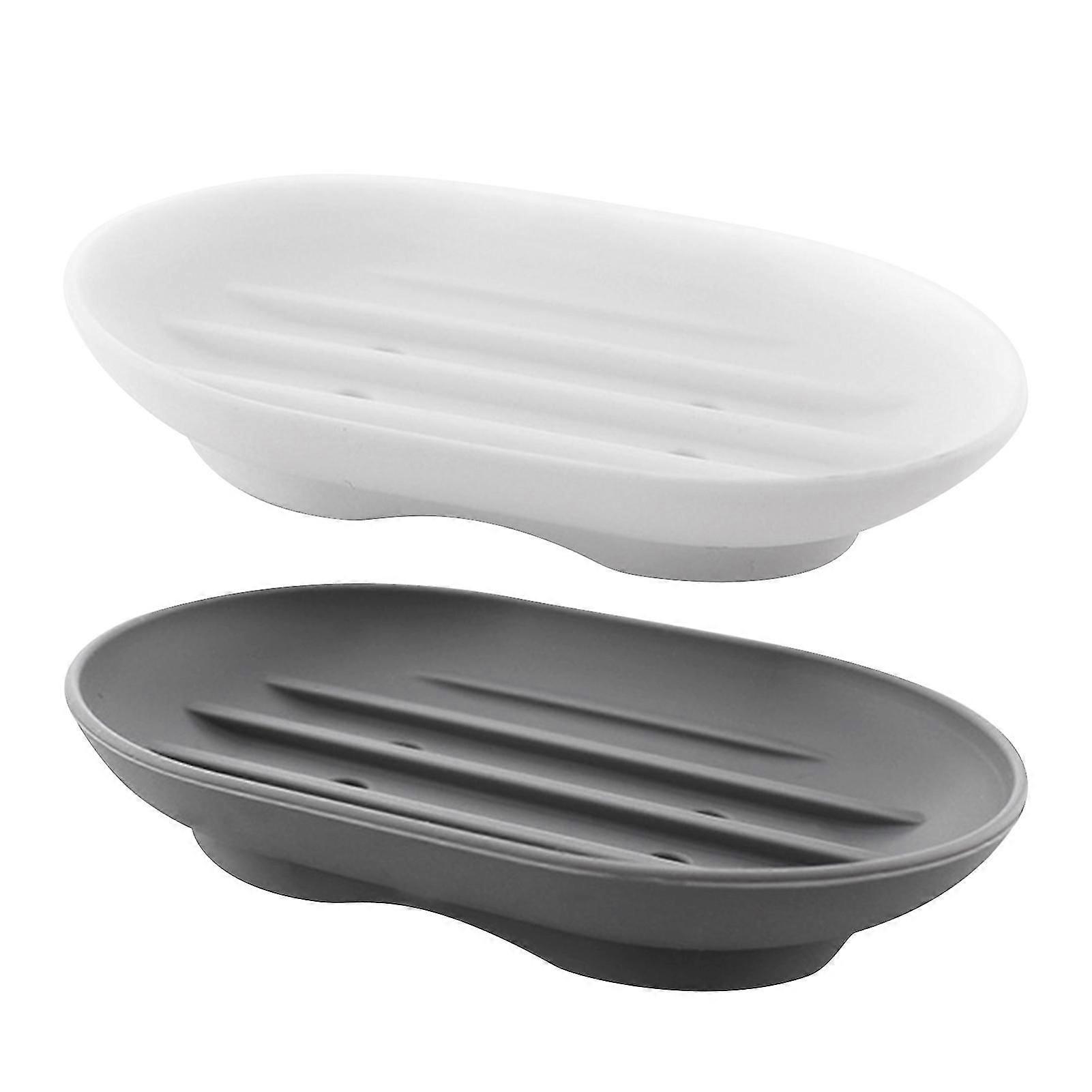2pcs Self Draining Soap Dish Kitchen Dormitory For Bathroom Flexible