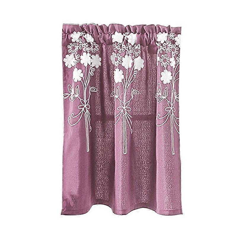 Solid Color Flower Pattern Kitchen Short Curtain Valance Drape Window Home Decor