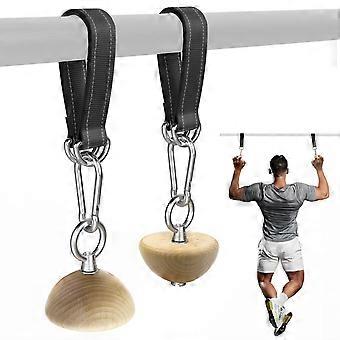 Wooden Grip Balls compatible with Pull-Ups – 2-in-1 Flat Top & Half-Sphere Design Beech Wood compatible withearm Strength Trainer with Straps