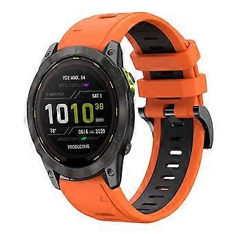 For Garmin Enduro 3 Two-tone Sport Silicone Wristband 26mm Orange / Black