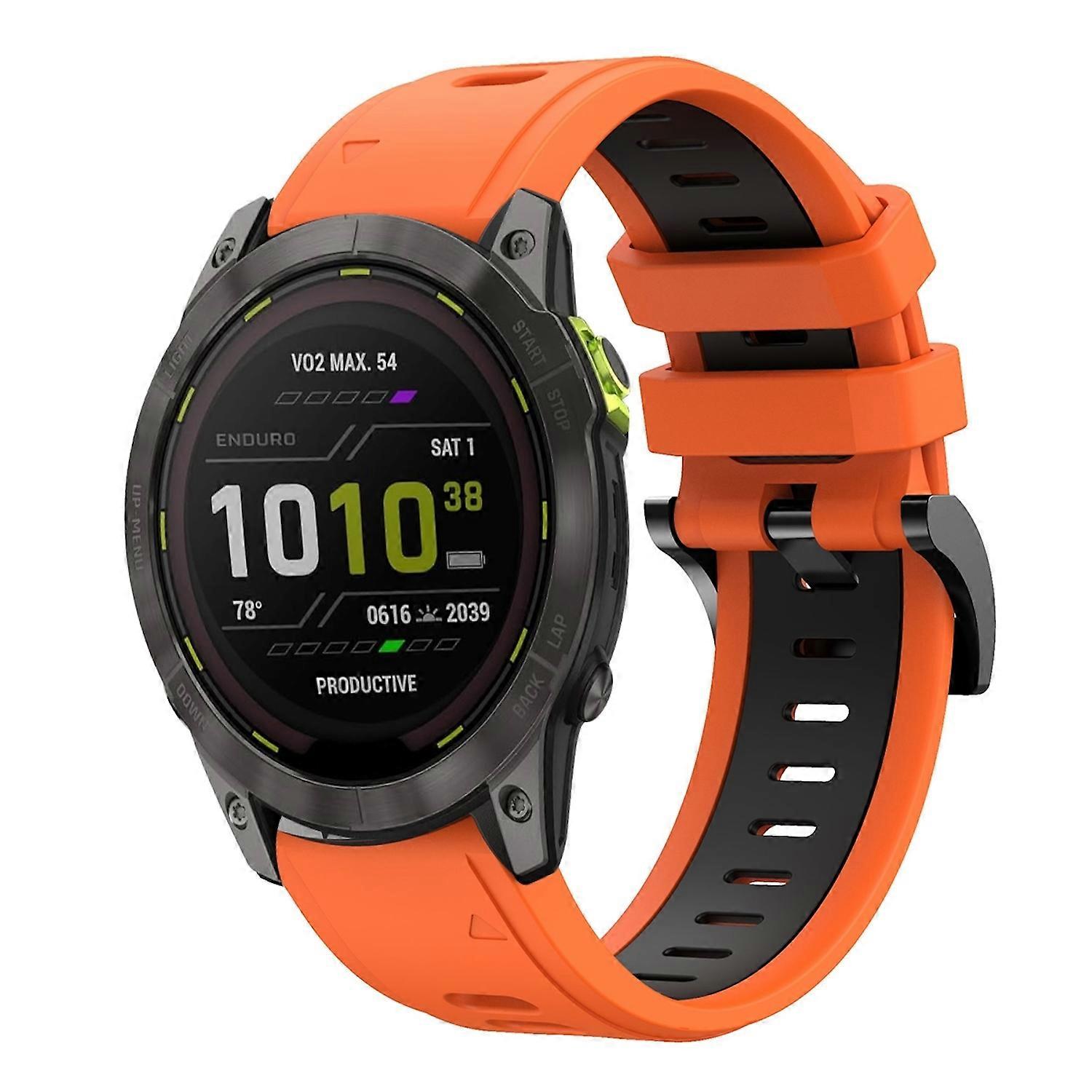 For Garmin Enduro 3 Two-tone Sport Silicone Wristband 26mm Orange / Black