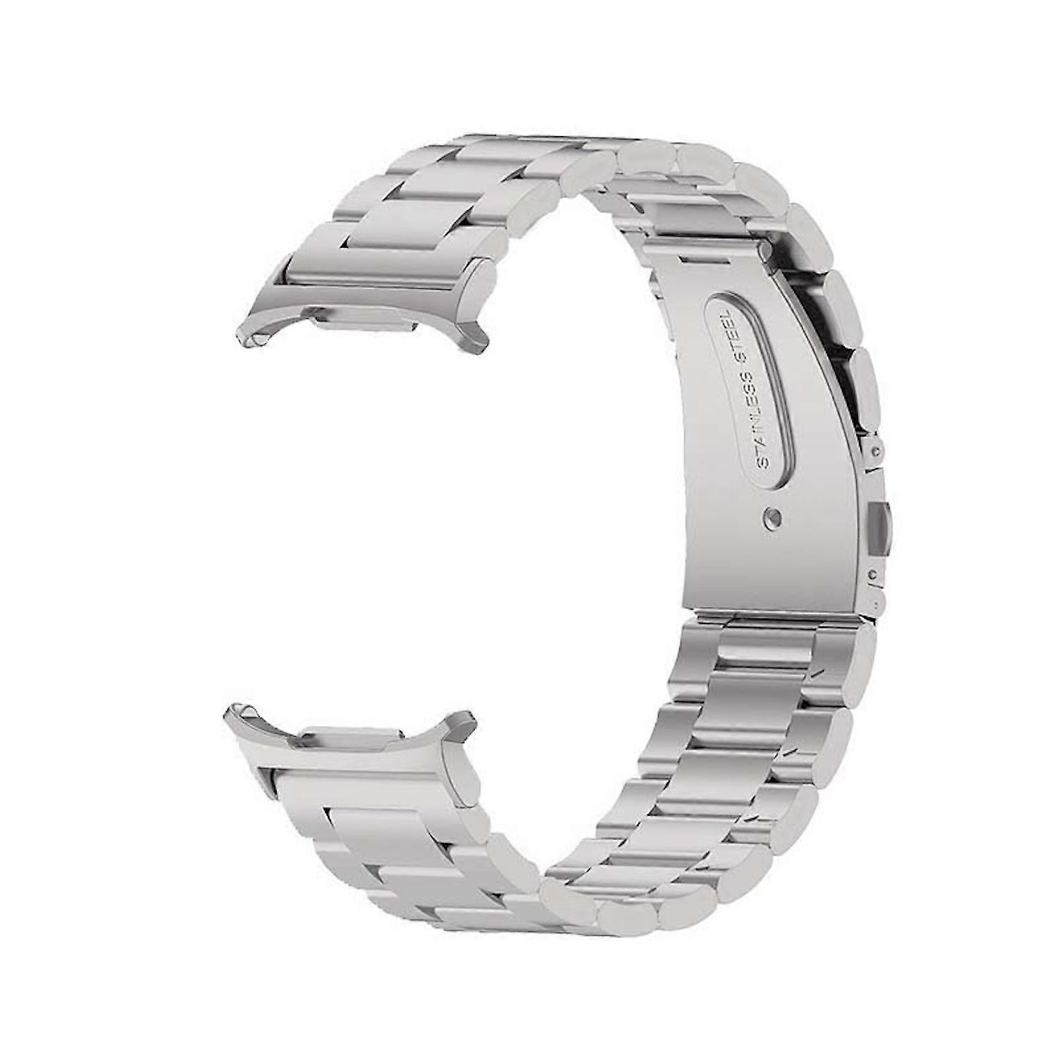 For Samsung Galaxy Watch Ultra 47mm Three Bead Stainless Steel Metal Replacement Watch Arm Band Silver