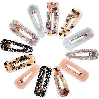 12 Pcs Barrettes de Cabelo de Resina Acrílica - Grampos de Cabelo Elegantes para Mulheres