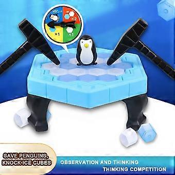 Gra planszowa Save Penguins Knock Ice Cubes Penguin Trap, rodzinna gra w bicie lodu z figurką pingwina i młotkami, interaktywna zabawka na prezent dla dzieci