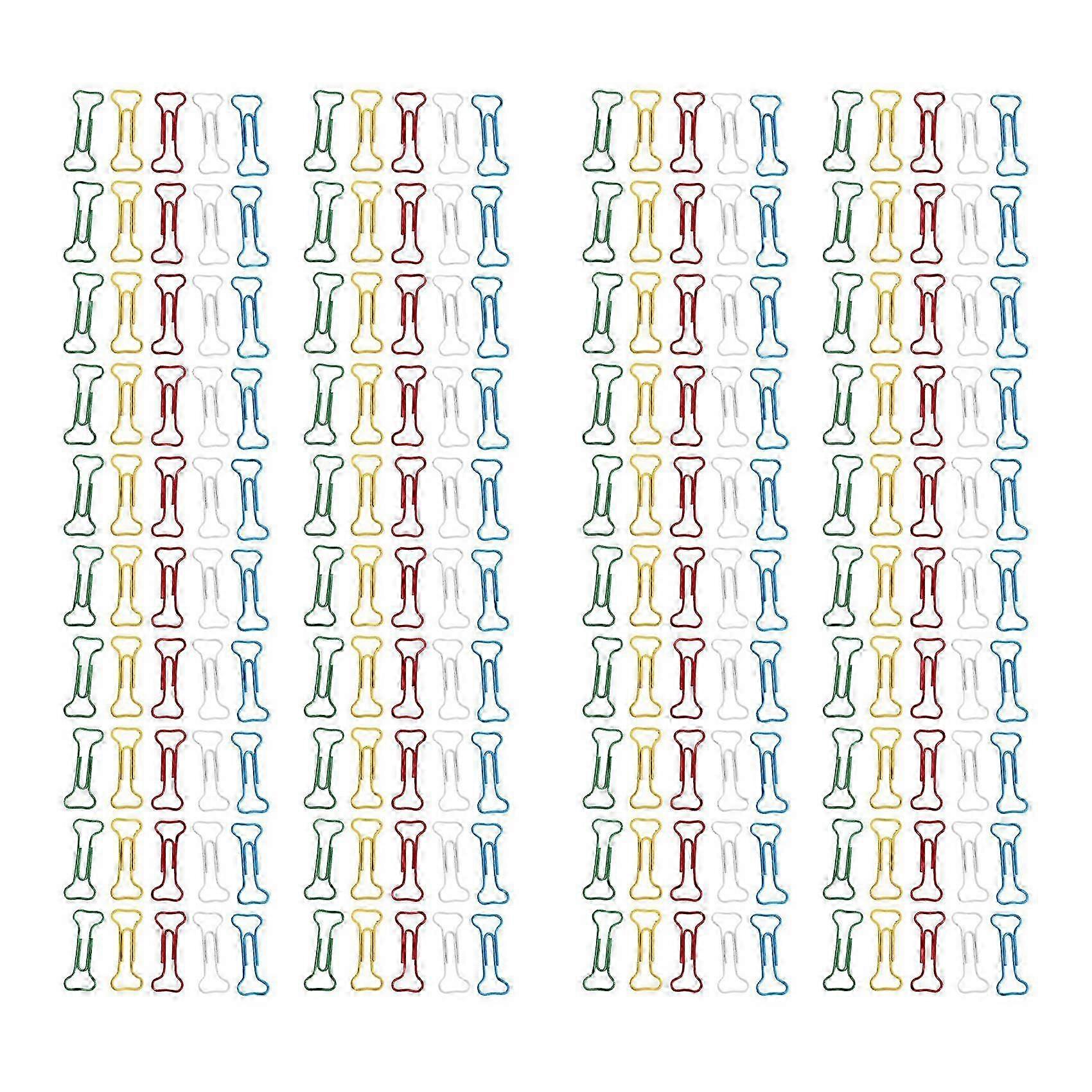 200Pcs Bone Shape Multicolor Metal Paper Clips