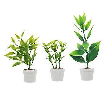 Conjunto de 3 plantas para casa de bonecas: Miniaturas de plantas verdes em vasos para casa de bonecas - Ornamentos de jardim de suculentas em miniatura para casa de fadas