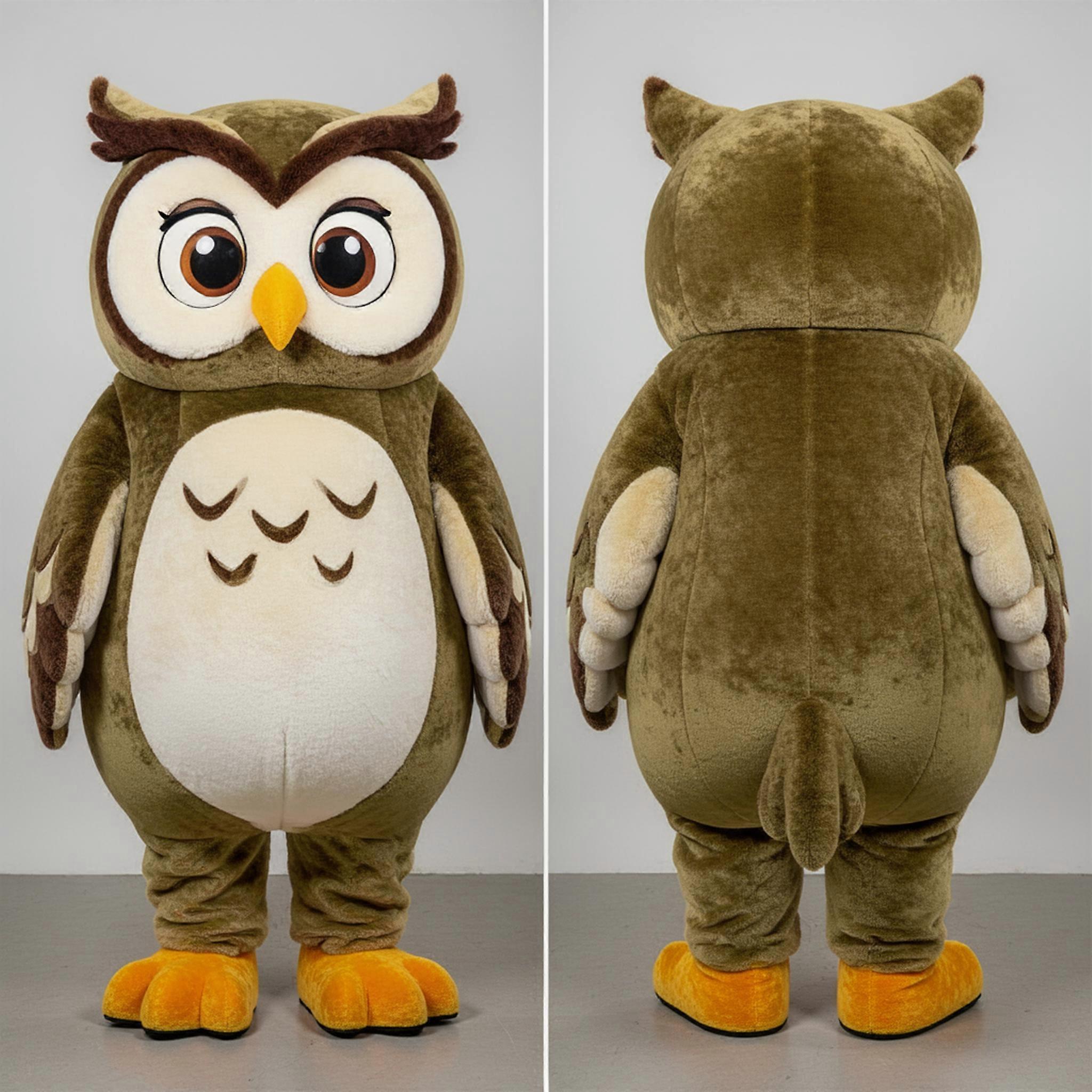 MASTICOT Olive Plush Friendly Owl Mascot