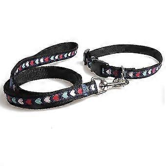 Adjustable Pet Collar and Leash Set, Soft Nylon Dog Lead with Smooth Handle