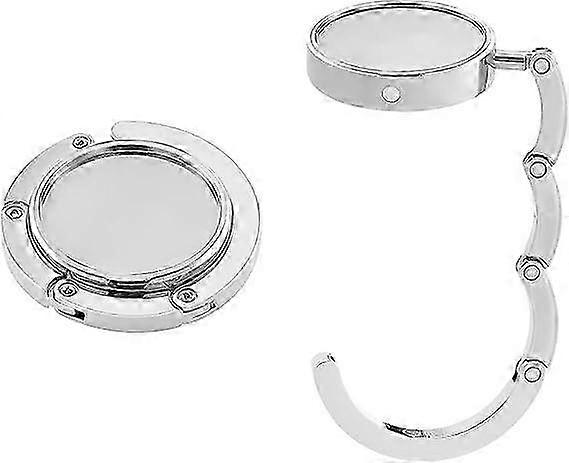 4 Foldable Metal Bag Hangers, Silver, Compatible with Table Desk
