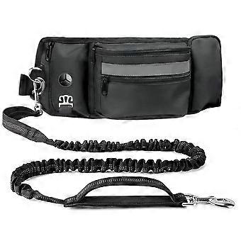 Hands Free Dog Leash with Waist Bag, Reflective Bungee Cord, Adjustable Running Belt with Phone Pouch for Walking, Jogging and Outdoor Activities