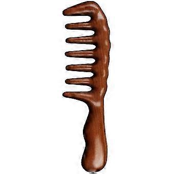 Peigne en bois de santal à dents larges pour hommes et femmes - Démêlant pour cheveux et masseur de cuir chevelu