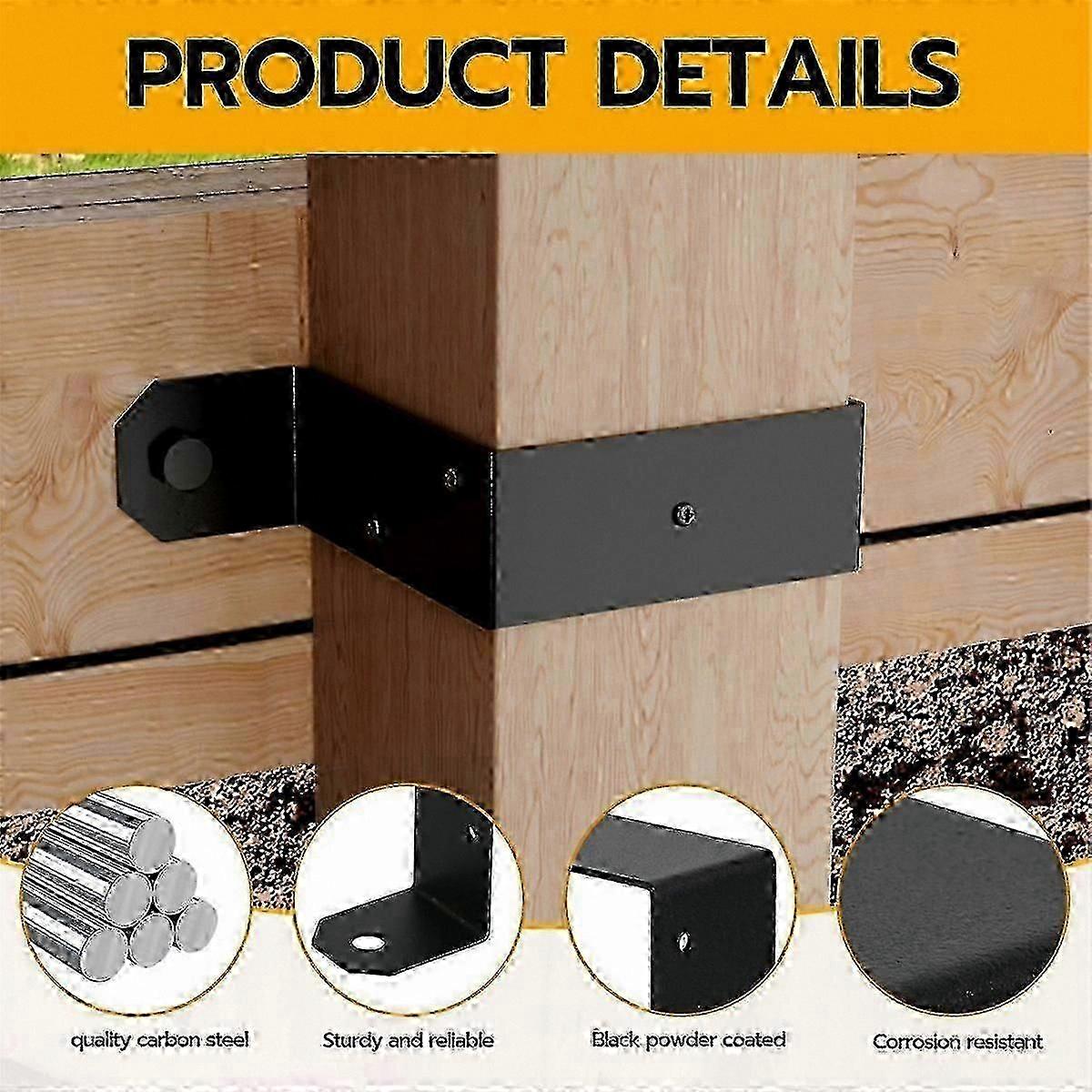 Heavy-Duty U-Bracket Straps 4-Pack Compatible with Deck and Fence Posts Installation Kit