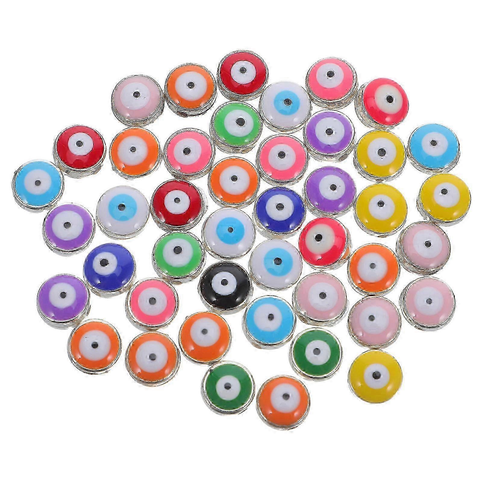 Resin Evil Eye Beads Flat Round