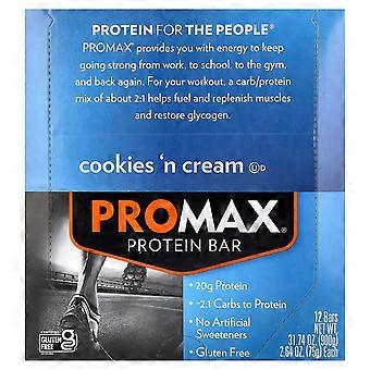 NuGo Nutrition, ProMax Protein Bar, Cookies 'n Cream, 12 Bars, 2.64 oz (75 g) Each