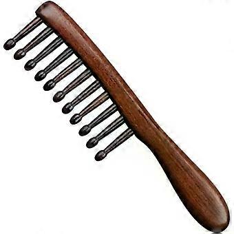 with Comfortable Grip Natural Sandalwood and Rounded Teeth Wide Tooth Hair Comb for Hair Detangling Scalp Massage Styling Tool and Styles