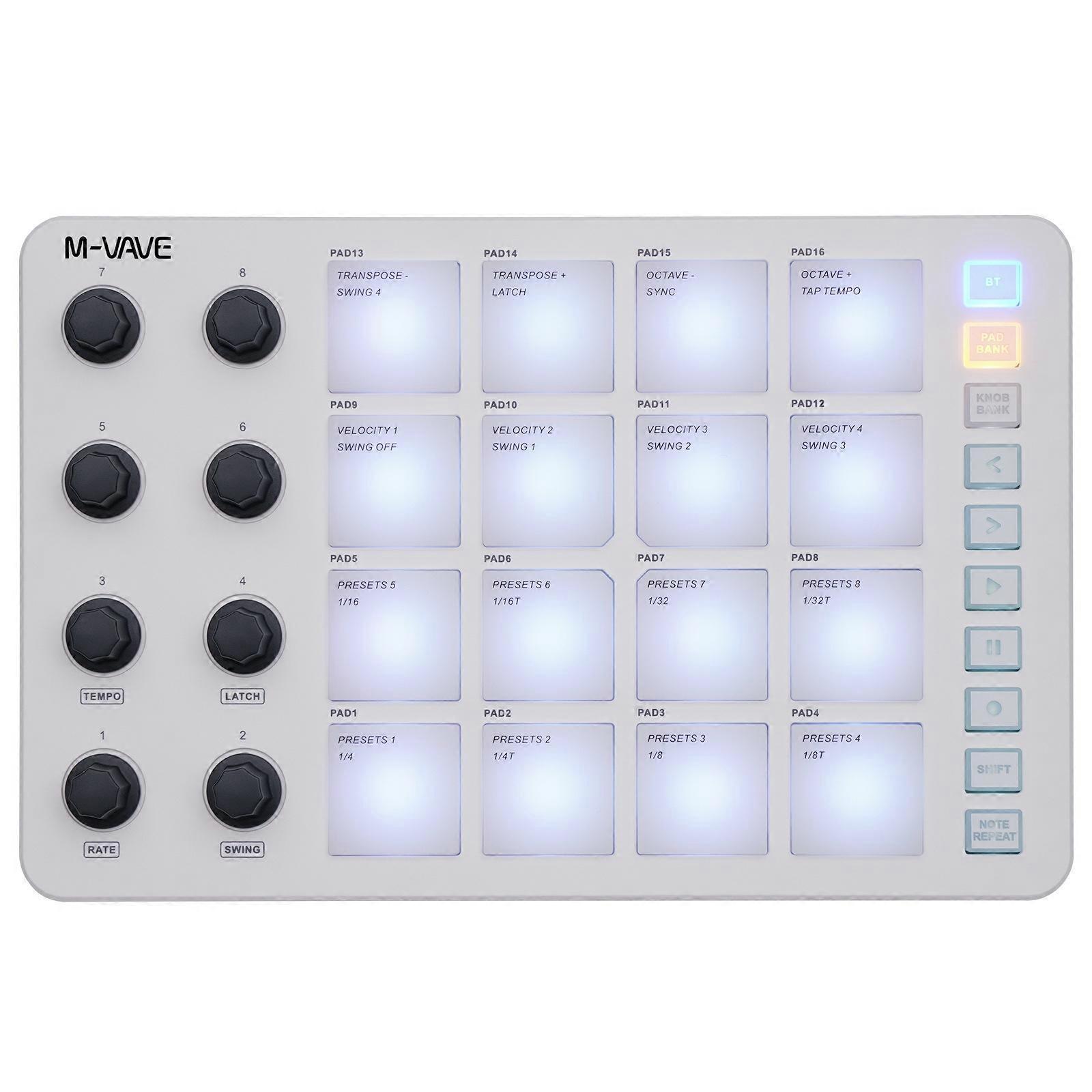 MIDI Pad Controller Compact Drum Pad Controller Backlit for Music Producers,