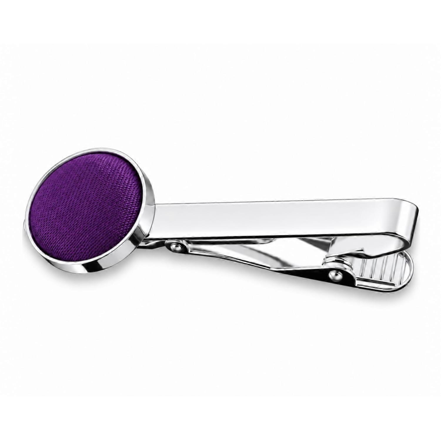 Purple Plain Satin Tie Clip