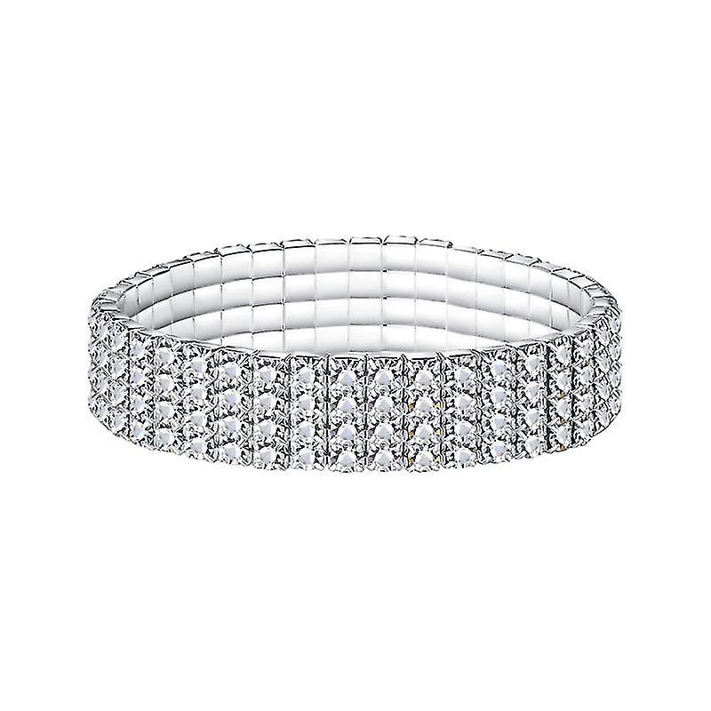 Pxcl Bridal 4 Row Rhinestone Stretch Bracelet