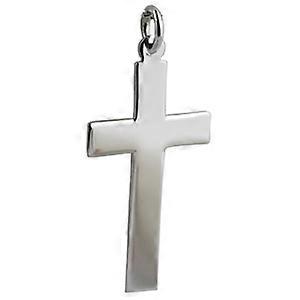 Silver 34x19mm plain flat latin Cross