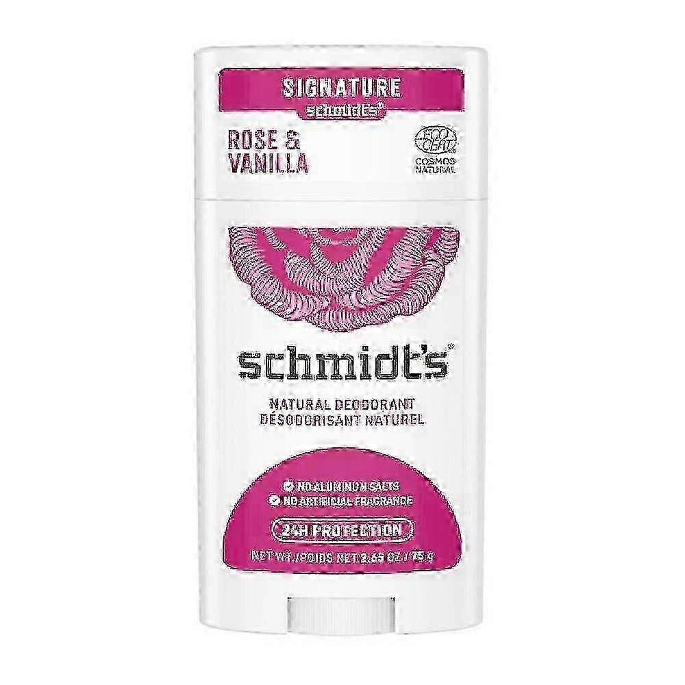 Schmidt's Natural Deodorant Stick, Aluminum-free, Rose + Vanilla, 2.65 Oz