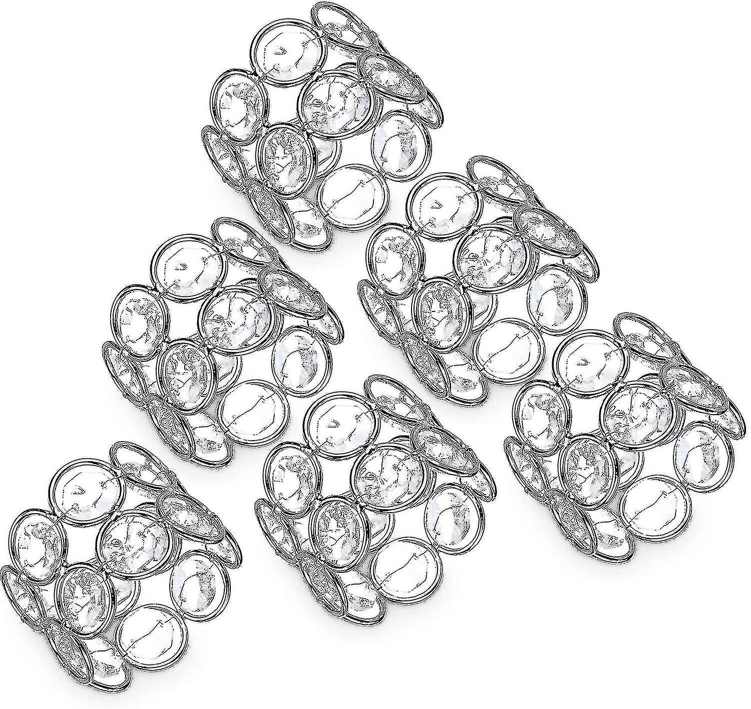 クリスタルナプキンリング、ビーズナプキンホルダー、テーブルデコナー6パック、シルバー