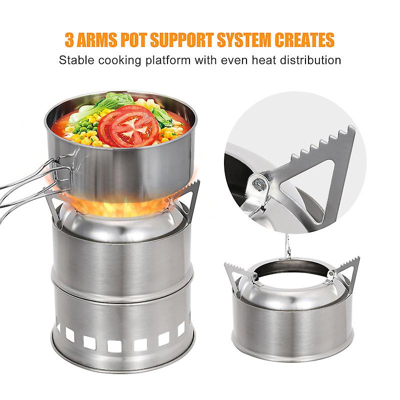 ポータブルステンレススチール軽量木製ストーブ固化アルコールストーブ