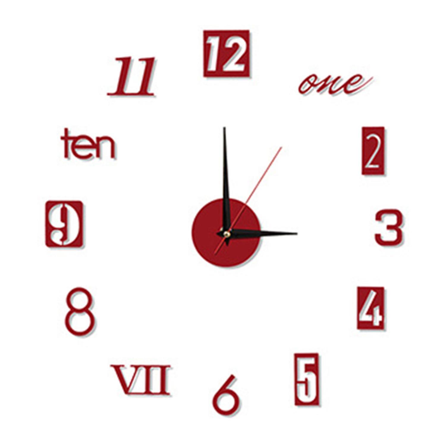 Acrylic Wall Clock Precise Timing Luminous Large Numbers Silent 3D Effect Wall Art Decor Mute Clock