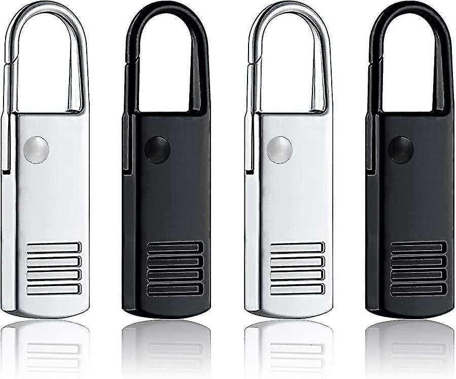 4 Spare Zip Tabs, Universal Zipper Clip, Suitcase, Backpack - Black And Silver