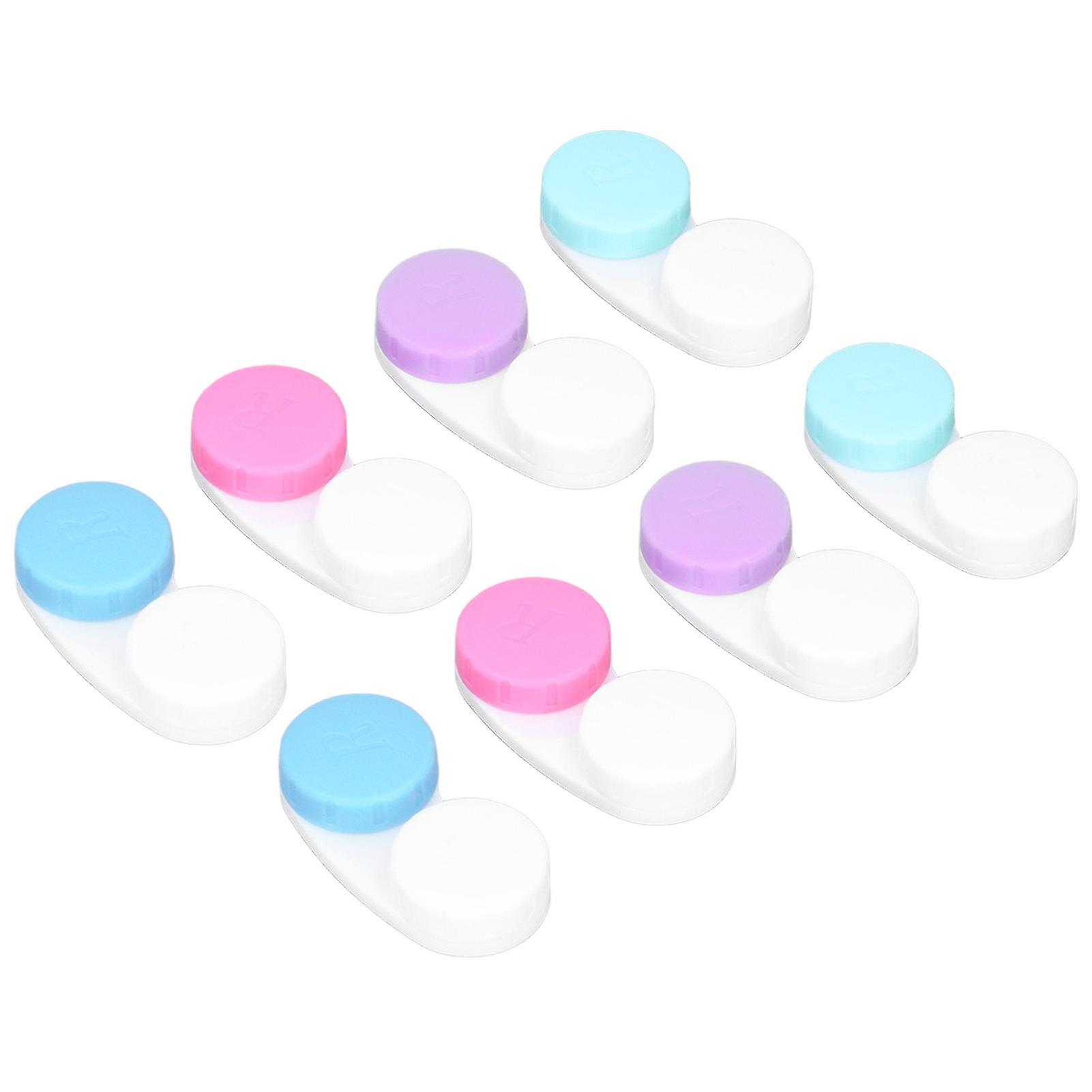 12Pcs Contact Lens Case Eco Friendly Plastic Left Right Glossy Surface Small Portable Different Colors Contact Case