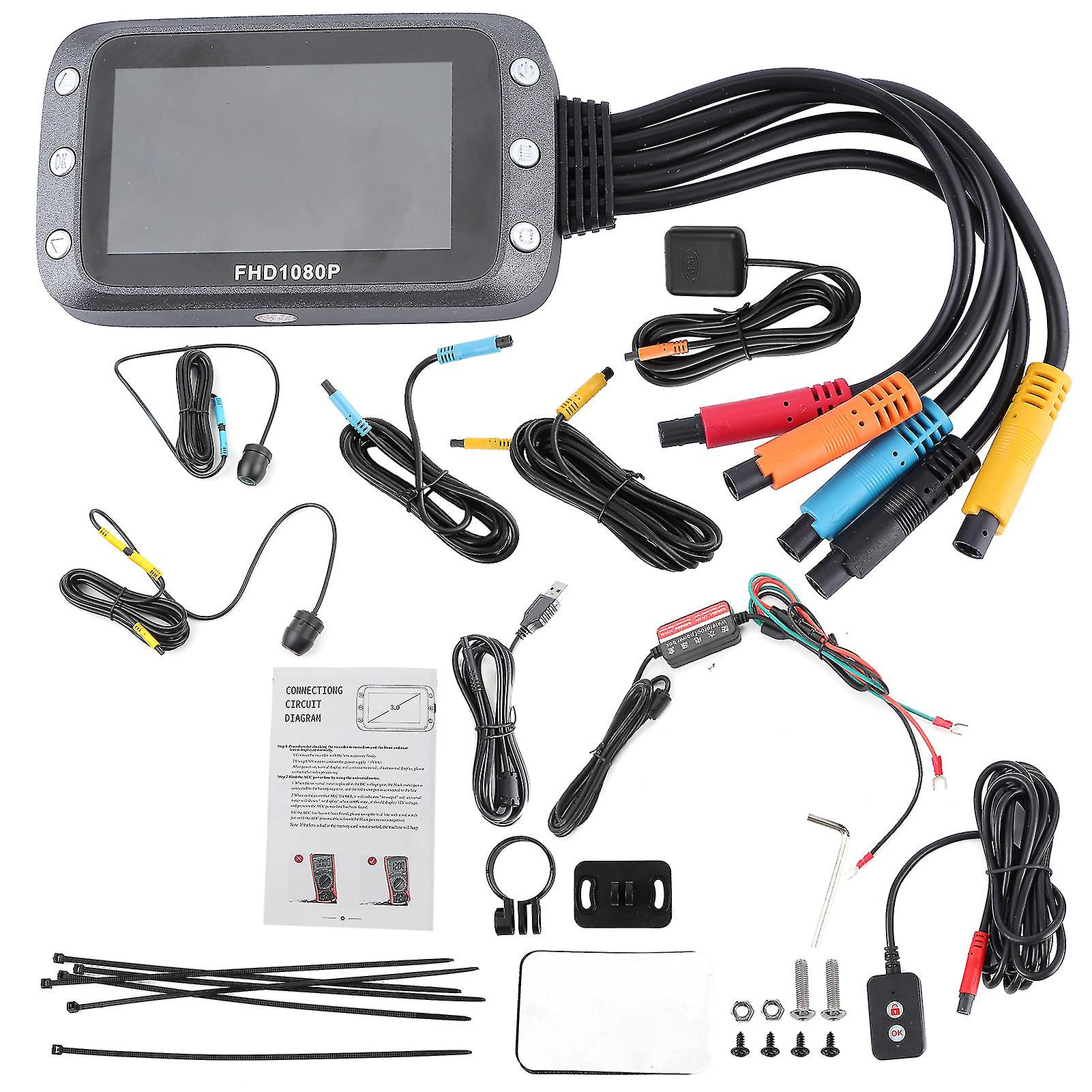3In 1080p Motorcycle Dual Lens Dvr Front Rear View Recorder Gsensor Loop Recording Support Gps