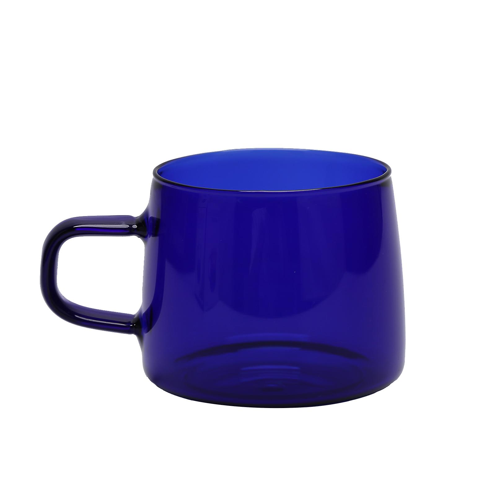 350ml Glass Coffee Mug, Crystal Coffee Cup with Handle, High Temperature Resistant, for Home and Cafe, Blue