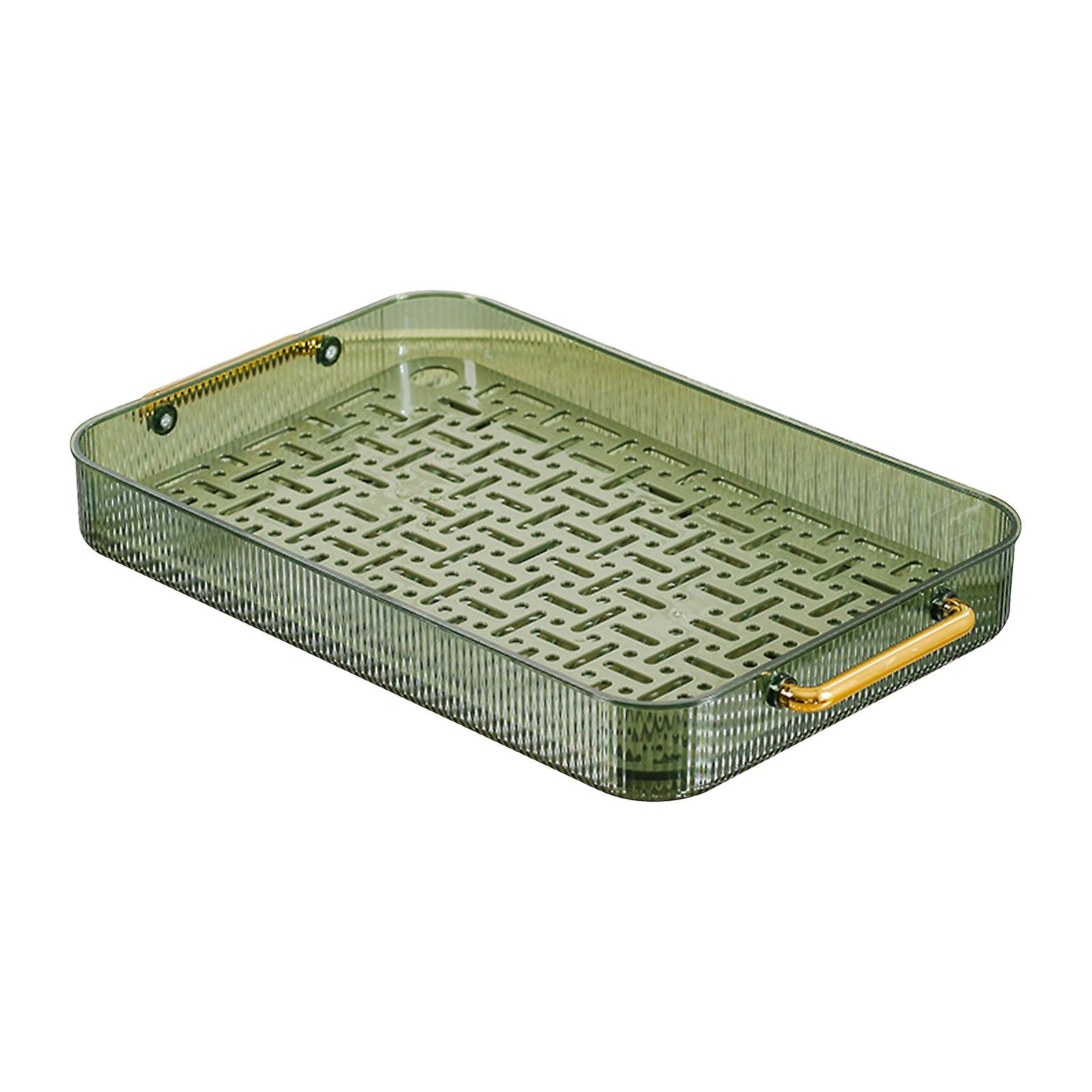 Double Layer Water Drainage Tea Tray with 2 Handles Decorative Trendy Water Draining Tea Serving Tray
