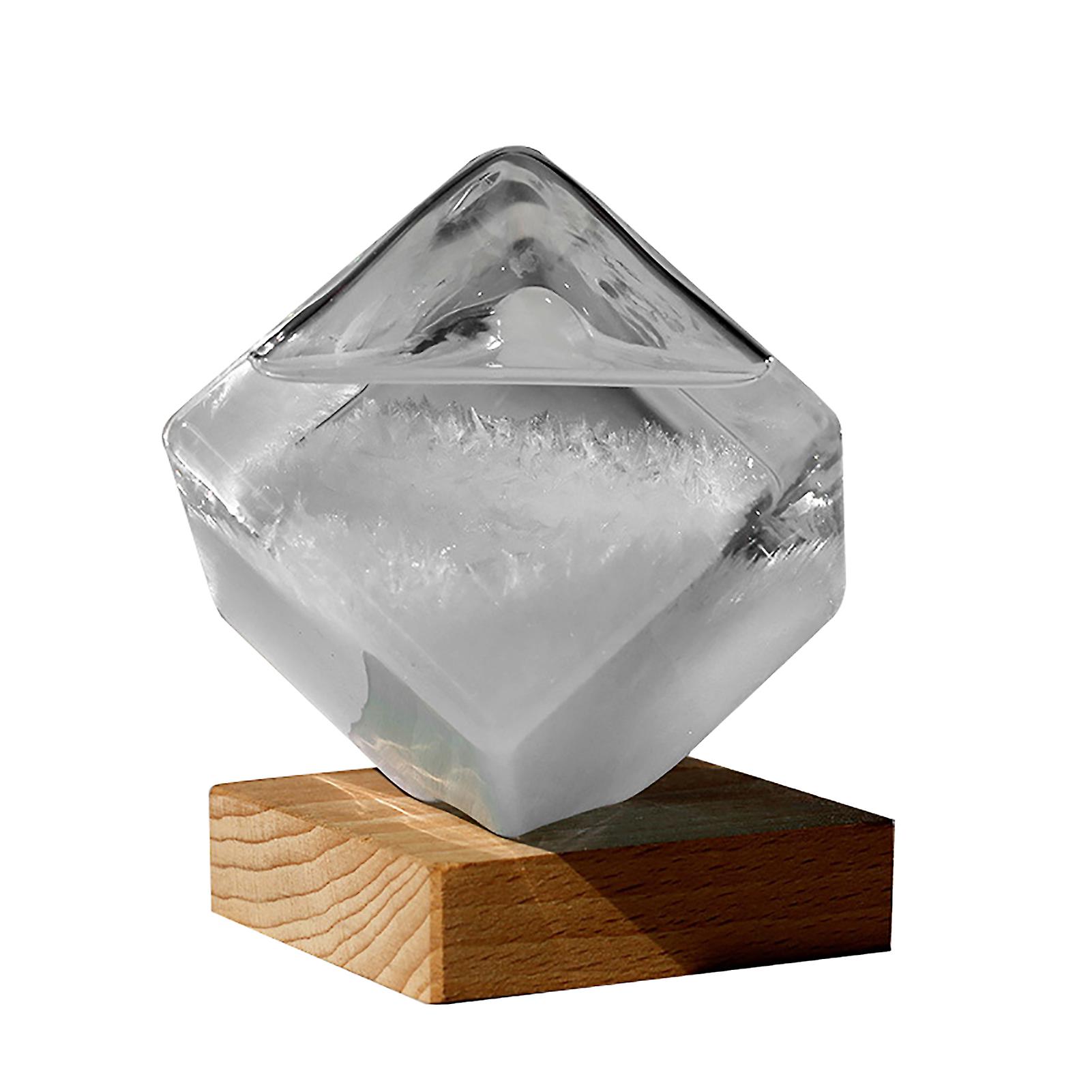 Weather Storm Cube with Base Weather Forecast Crystal Storm Glass Water-Cube Glass Desktop Decor