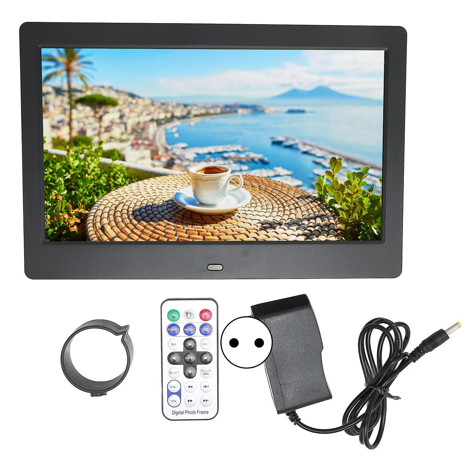 10.1" HD Digital Photo Frame with Remote - Clear Display, Adjustable, Perfect Gift Black EU Plug
