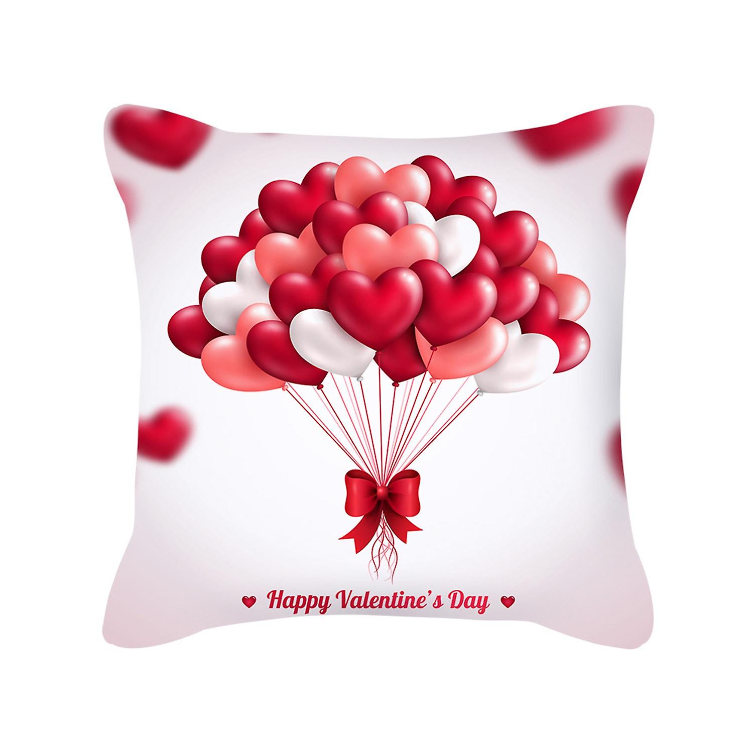 Cushion Cover Soft Touch Hidden Zipper Polyester Peach Skin Heart Shape Printed Throw Pillow Case