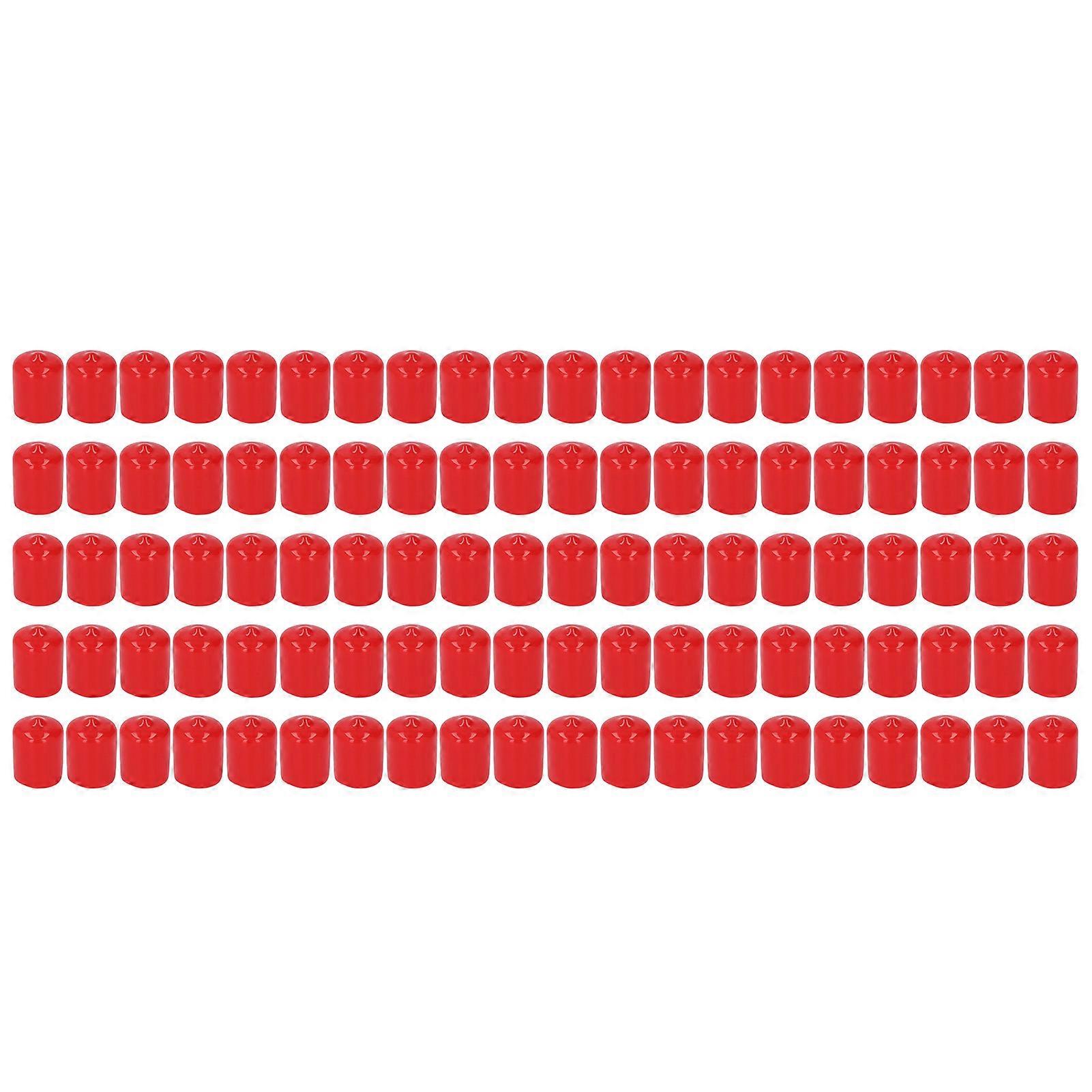 Pack of 100 round PVC protective caps, flexible and flame retardant, for screw thread, red, 18 mm