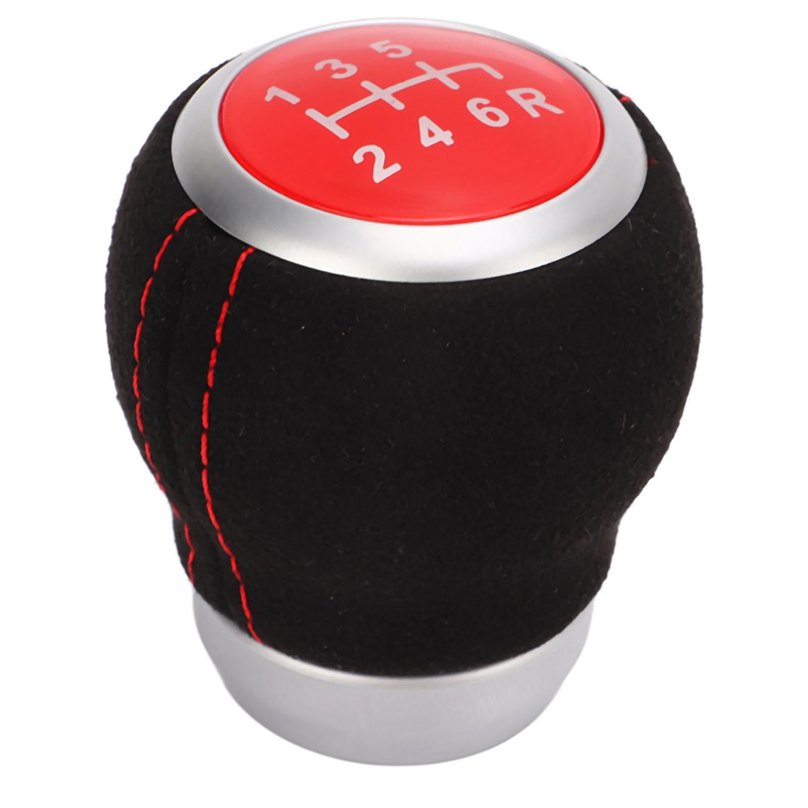 6 Speed Gear Shift Knob for Subaru Red Top, Ergonomic Wear-Resistant Silver Ring