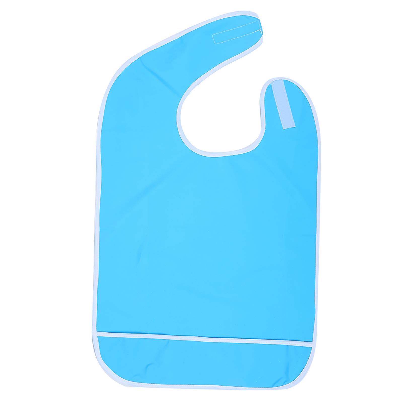 Adult Elderly Anti Oil Reusable Waterproof Bib Apron Eating Bib Dining Aid Protector(Sky Blue 45x65cm )
