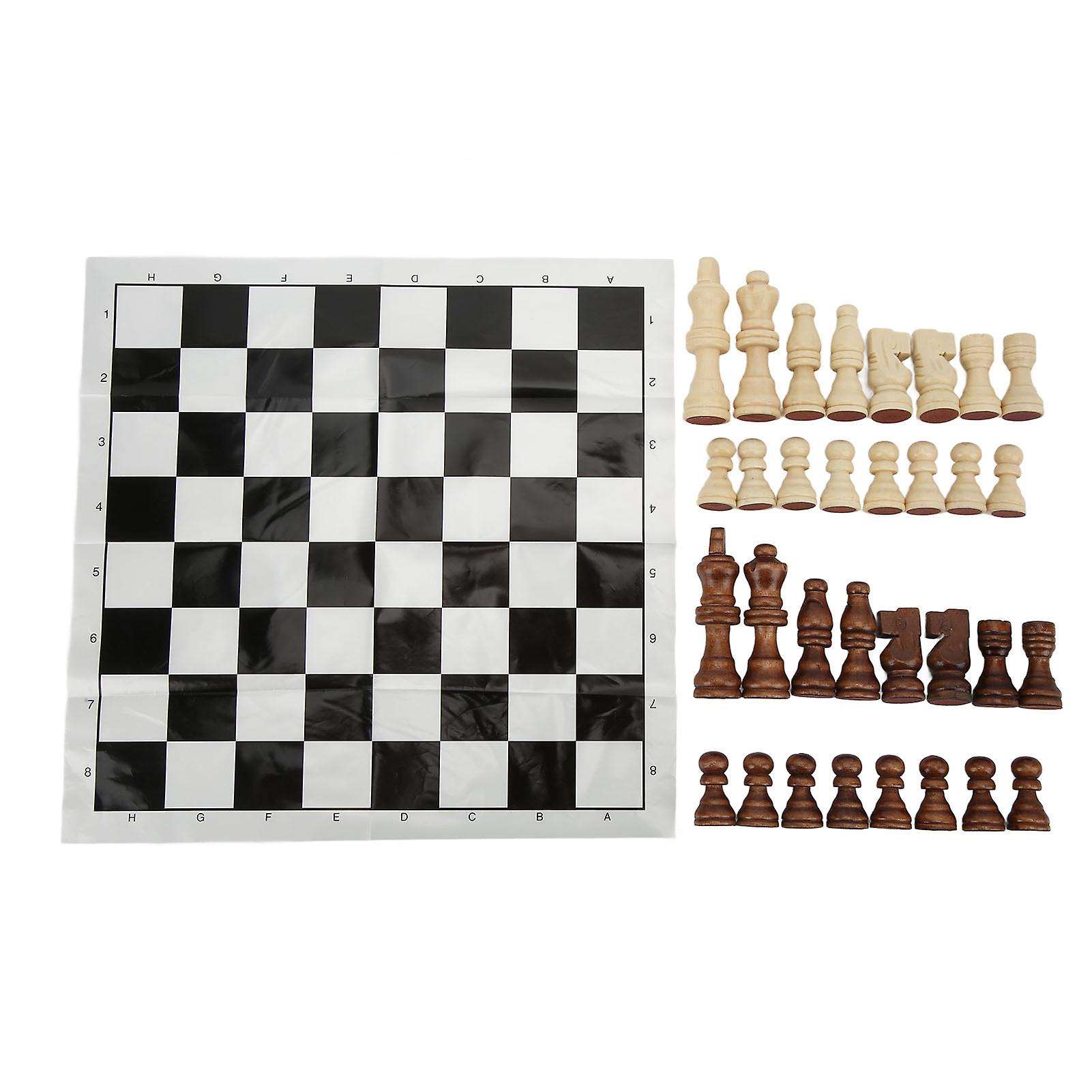 Portable Wooden Chess Pieces, Replacement Chessmen with Handcrafted Exquisite Workmanship, Padded Felt Bottom Ensures No Scratching, Tournament