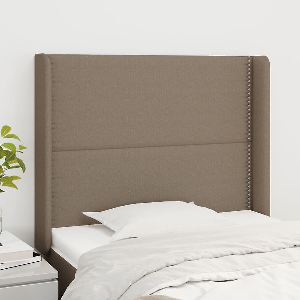 Headboard with Ears Taupe 93x16x118/128 cm Fabric
