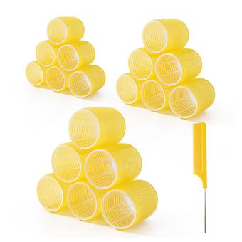 19pcs Self Grip Hair Roller with Tail Comb Set Salon Hair Dressing Curlers DIY Hair Styles Heatless Hair Curlers or Long