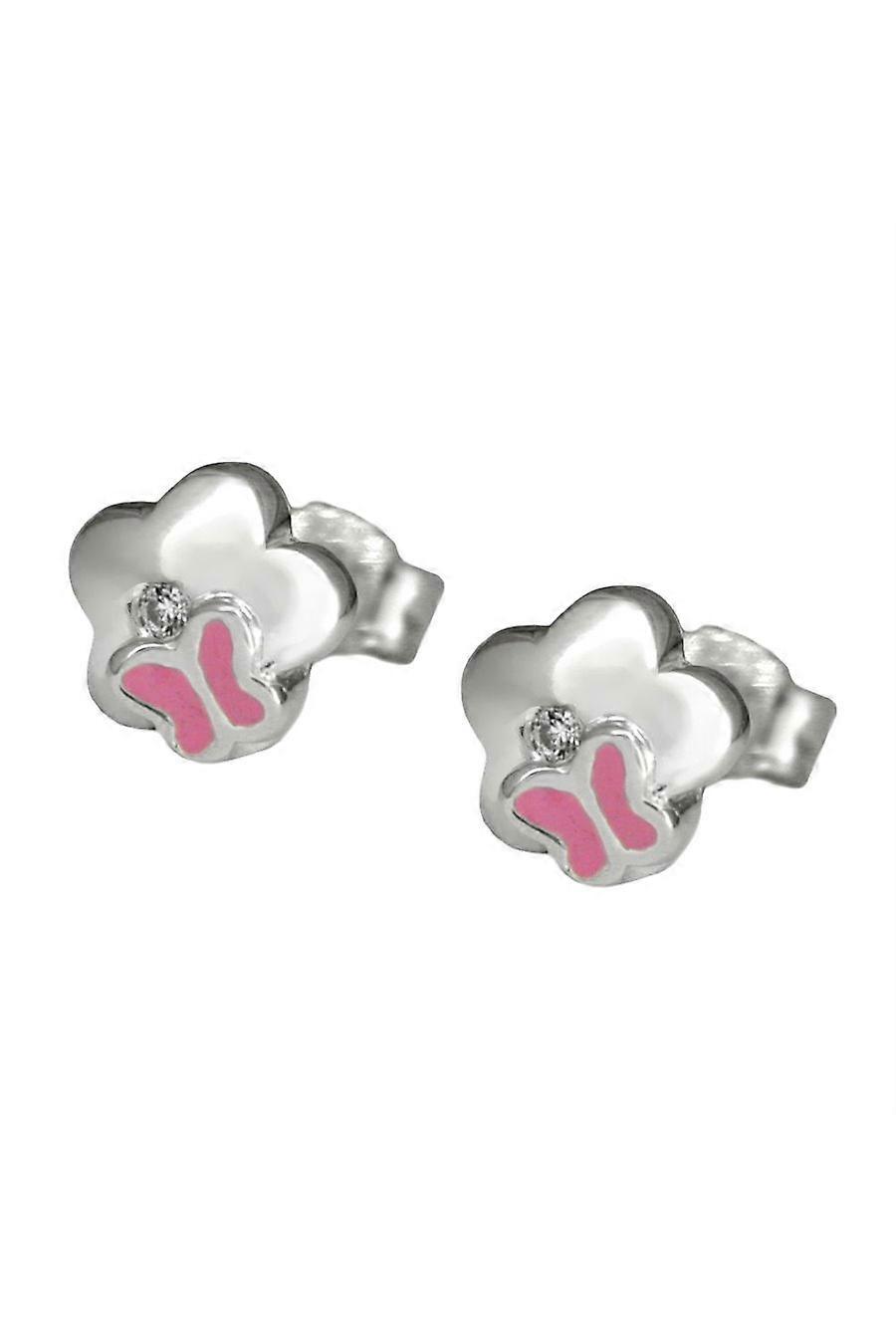 Stud Earrings Flower With Butterfly Silver 925 - Gl91764