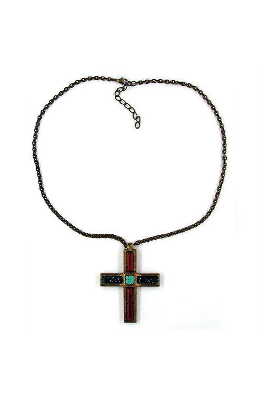 Necklace Cross Brass-color 47cm - Gl01564