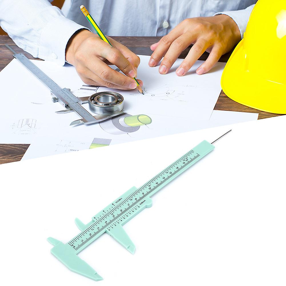 150mm High Accuracy Plastic Double Rule Scale Vernier Caliper Measuring Tool 0.5mm(Green)